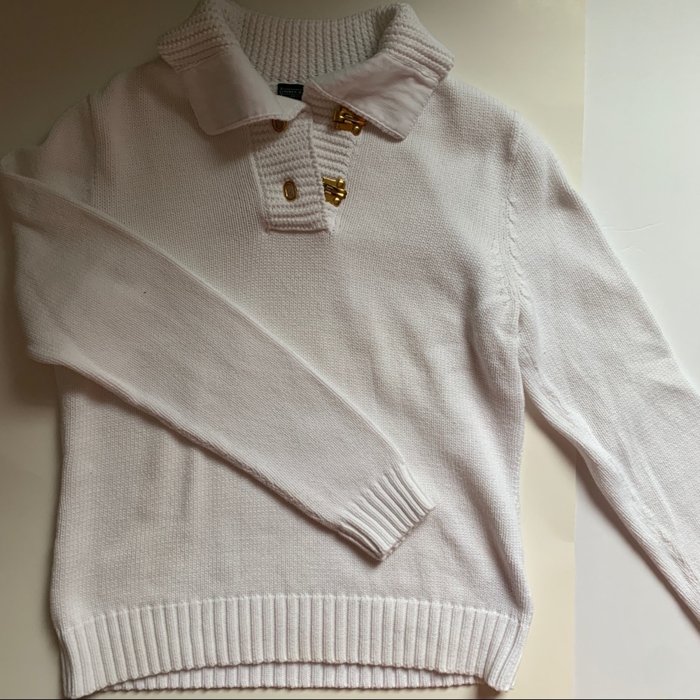 Vintage White Cotton Lauren Jeans Pullover Sweater
